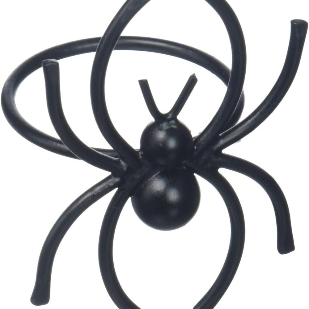 Halloween Napkin Rings Novelty Tabletop Décor Set, 2x1.5x1.5, Black Spider, 6 Pi